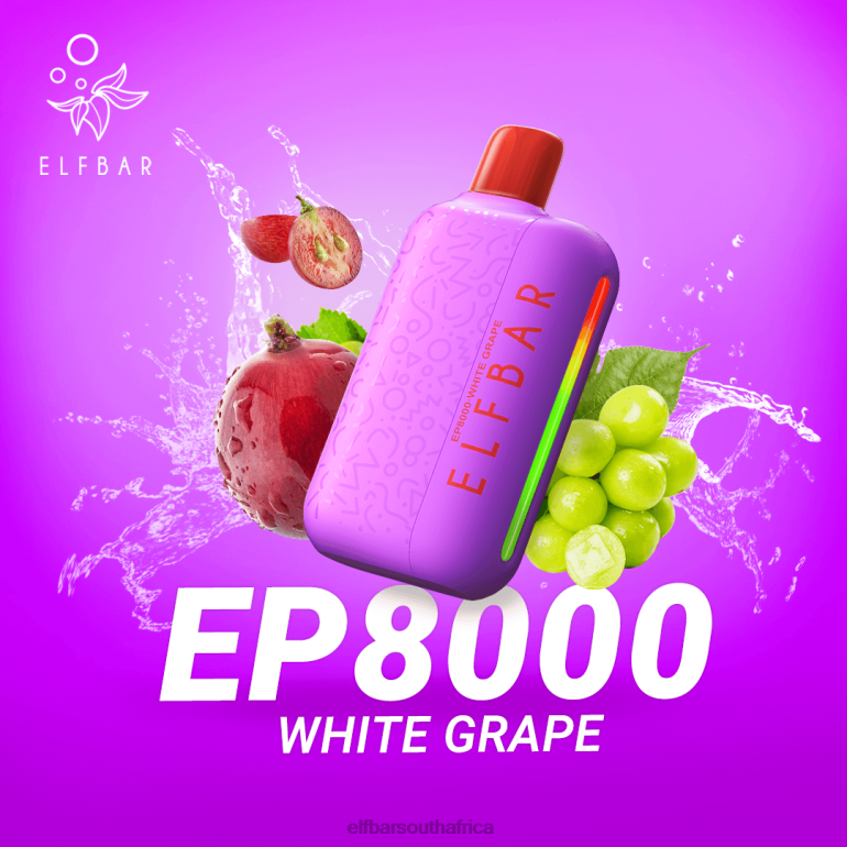 B8D2Z73 ELFBAR Disposable Vape New EP8000 Puffs White Grape